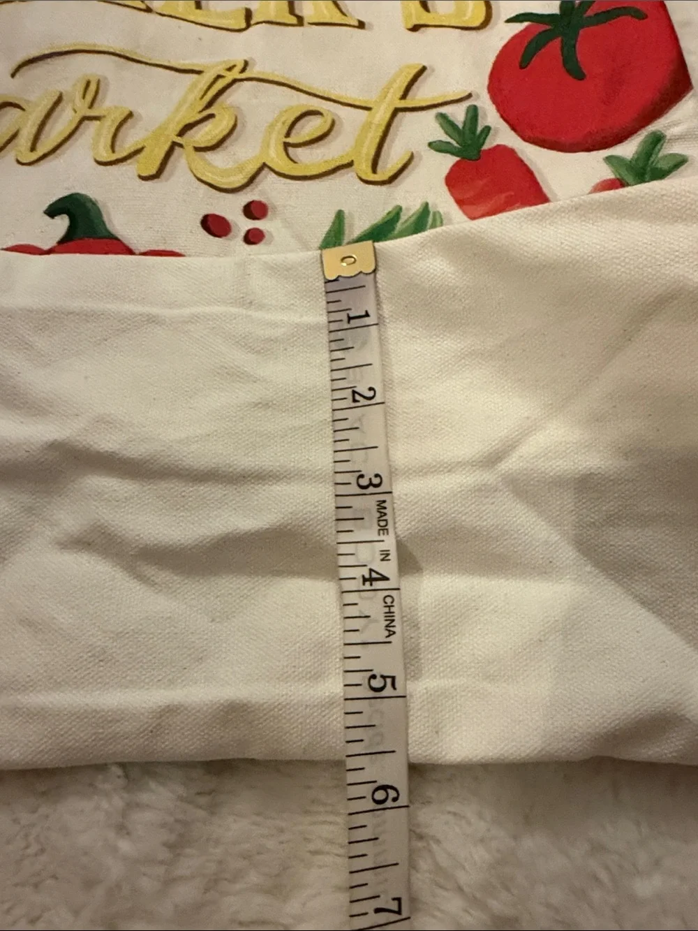 NWT, Farmer's Market Canvas Tote Bag with Colorful Veggie Print